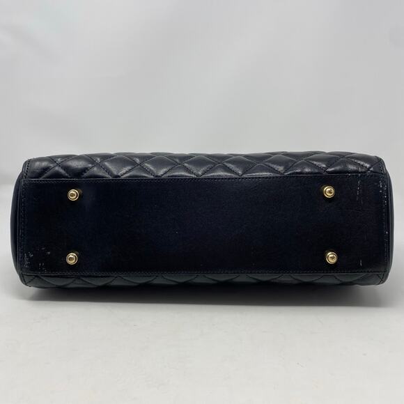 Brahmin Bag Quilted Black Leather Top Handle Vintage Style Pinup Rockabilly - Picture 4 of 14